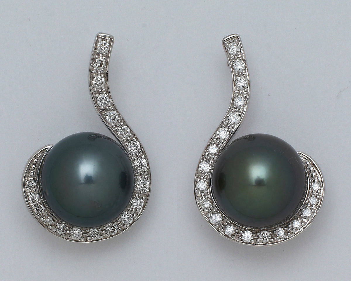 Boucles oreilles perles Tahiti or blanc Porchet