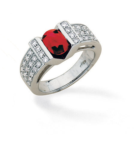 BAGUE OR GRIS 18 CT RUBIS 8*6 D0.47 9G65 – A824R-G