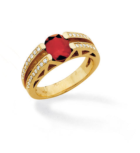 BAGUE OR GRIS 750‰ D0.27 RUBIS 8*6  7G30 – A862R-G