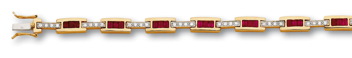 BAGUE OR JAUNE 750‰ D1.00 RUBIS 9*7 6G30 – E124R-J