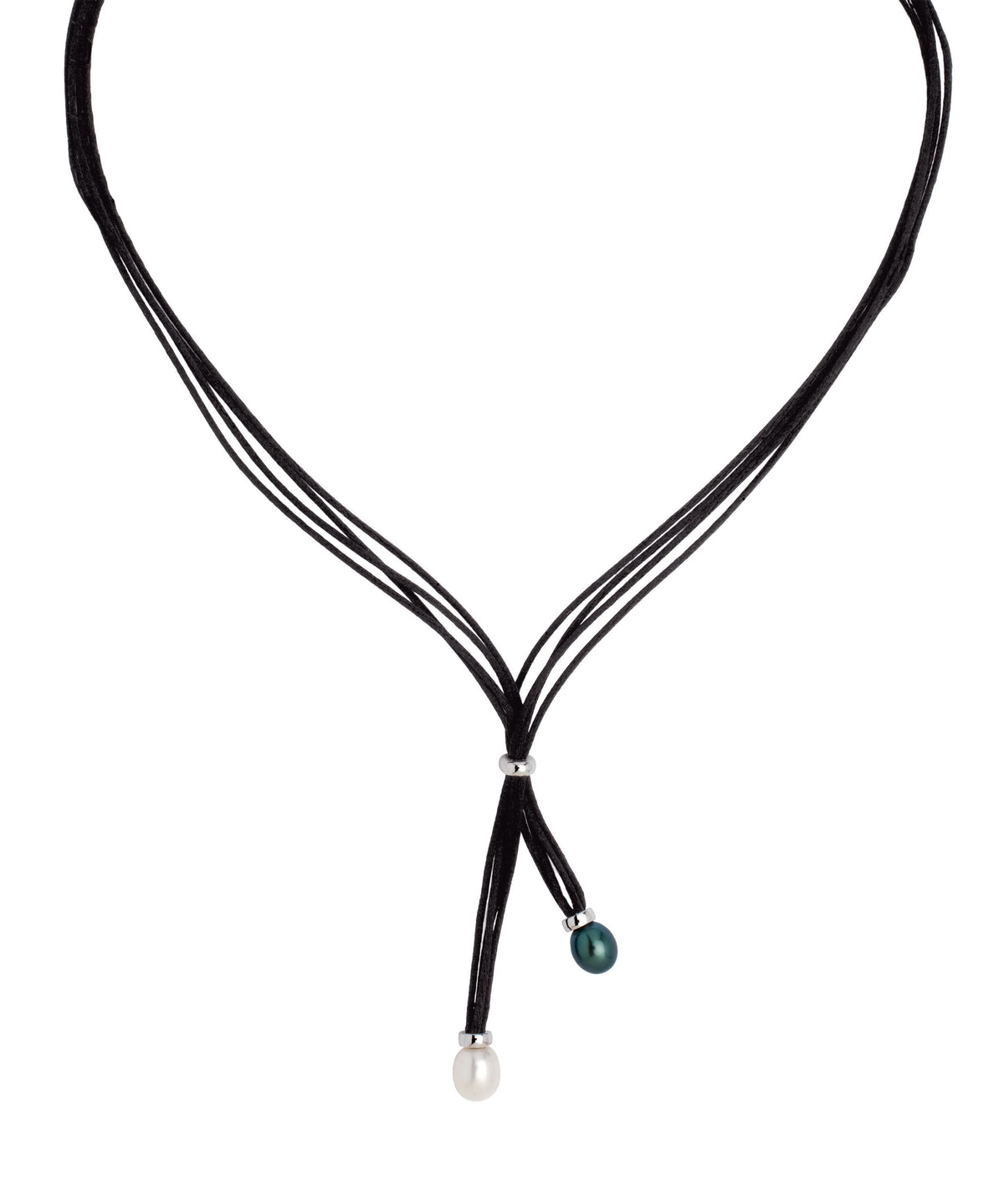 COLLIER LIEN NOIR TAHITI+EDB 9-10 ARGENT – CL17T