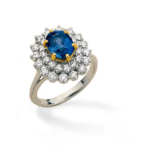 BAGUE SAPHIR CEYL 9*7 ORG/ORJ 18CT  7G05 – E107SC-B