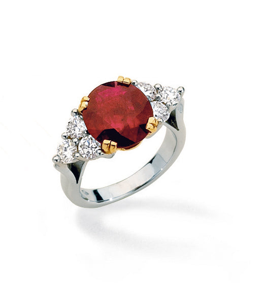 BAGUE RUBIS 11*9 DTS OR GRIS 18CT   7G80 – E145R-G