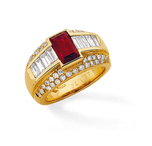 BAGUE ORJ 18 CT D1.53 RUBIS 8*6    15G00 – E206R-J