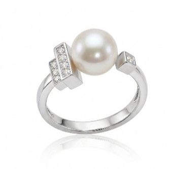 A1507P-G — BAGUE OR GRIS 750‰ AKOYA 7.5–8 MM DIAMANTS 0.08 CT