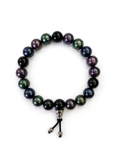 BRACELET TIBÉTAIN MULTICOLORE ARGENT TAHITI 9.5–10.5 MM QUALITÉ B
