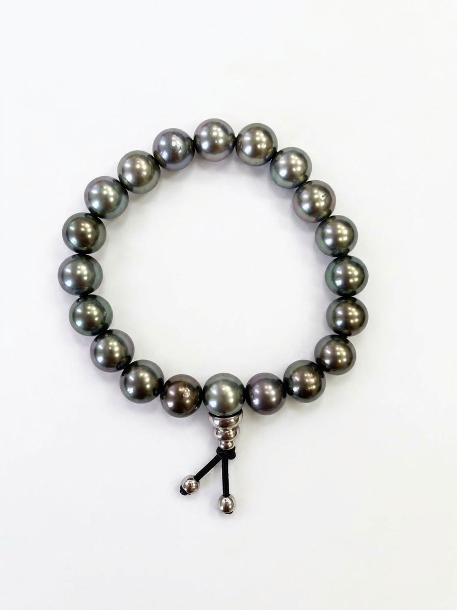 BRACELET TIBÉTAIN MULTICOLORE ARGENT TAHITI 9.5–10.5 MM QUALITÉ C