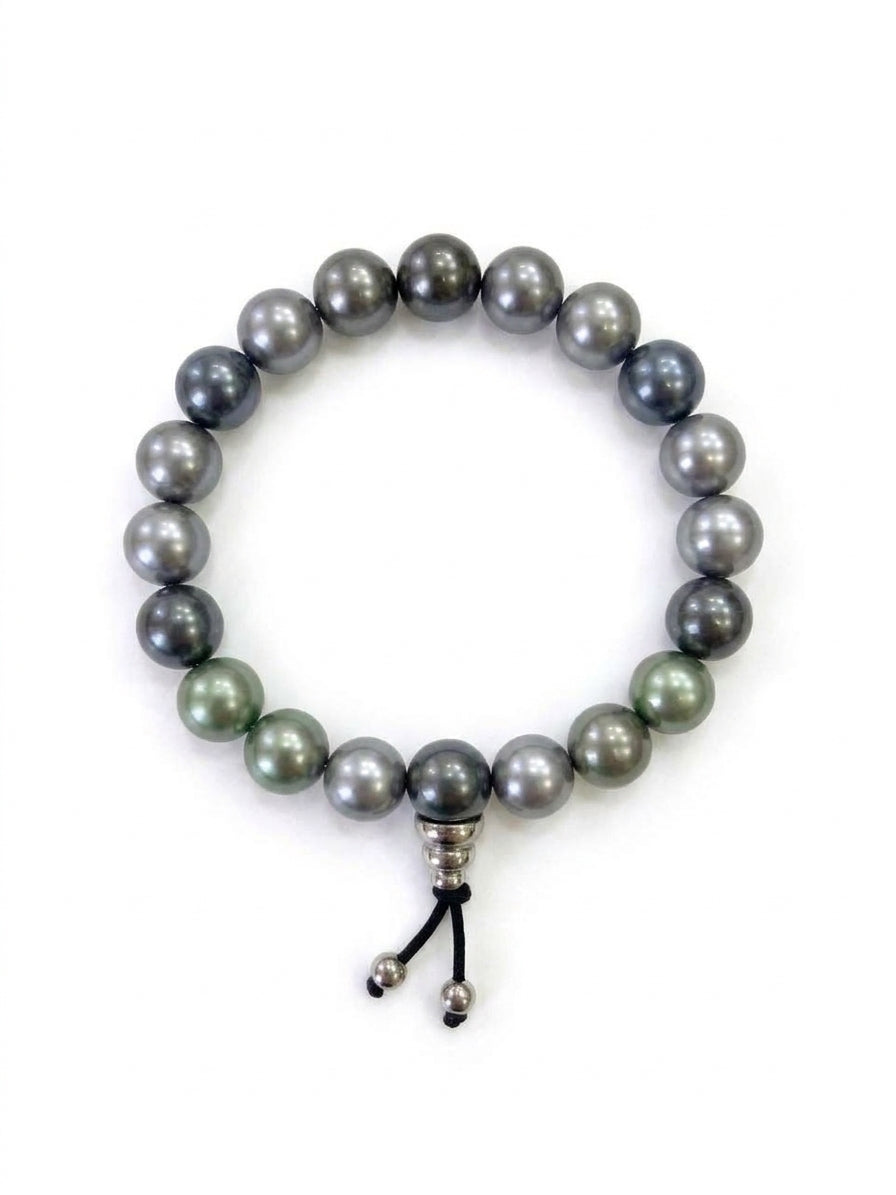 BRACELET TIBÉTAIN MULTICOLORE ARGENT TAHITI 9.5–10.5 MM QUALITÉ B