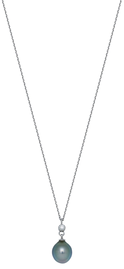 Collier perle Tahiti diamant or blanc Porchet