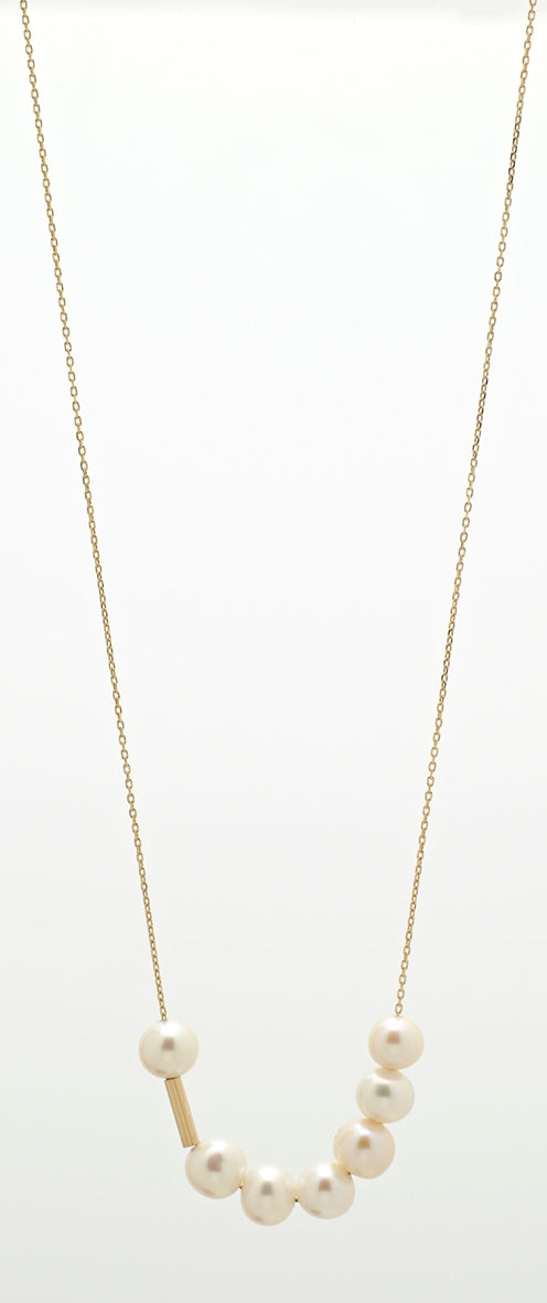 Collier perles blanches or jaune Porchet