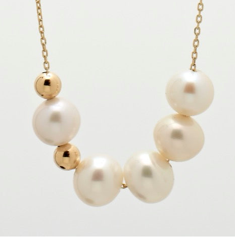 Long Necklace Yellow Gold Pearls