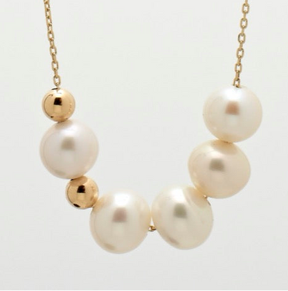 Long Necklace Yellow Gold Pearls