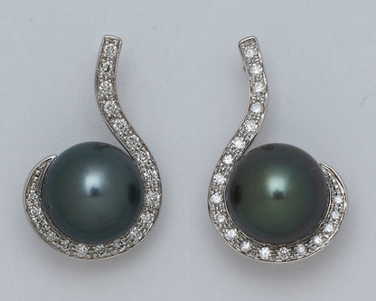 Boucles oreilles perles Tahiti or blanc Porchet