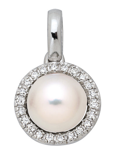 Pendentif perle blanche or blanc diamants Porchet